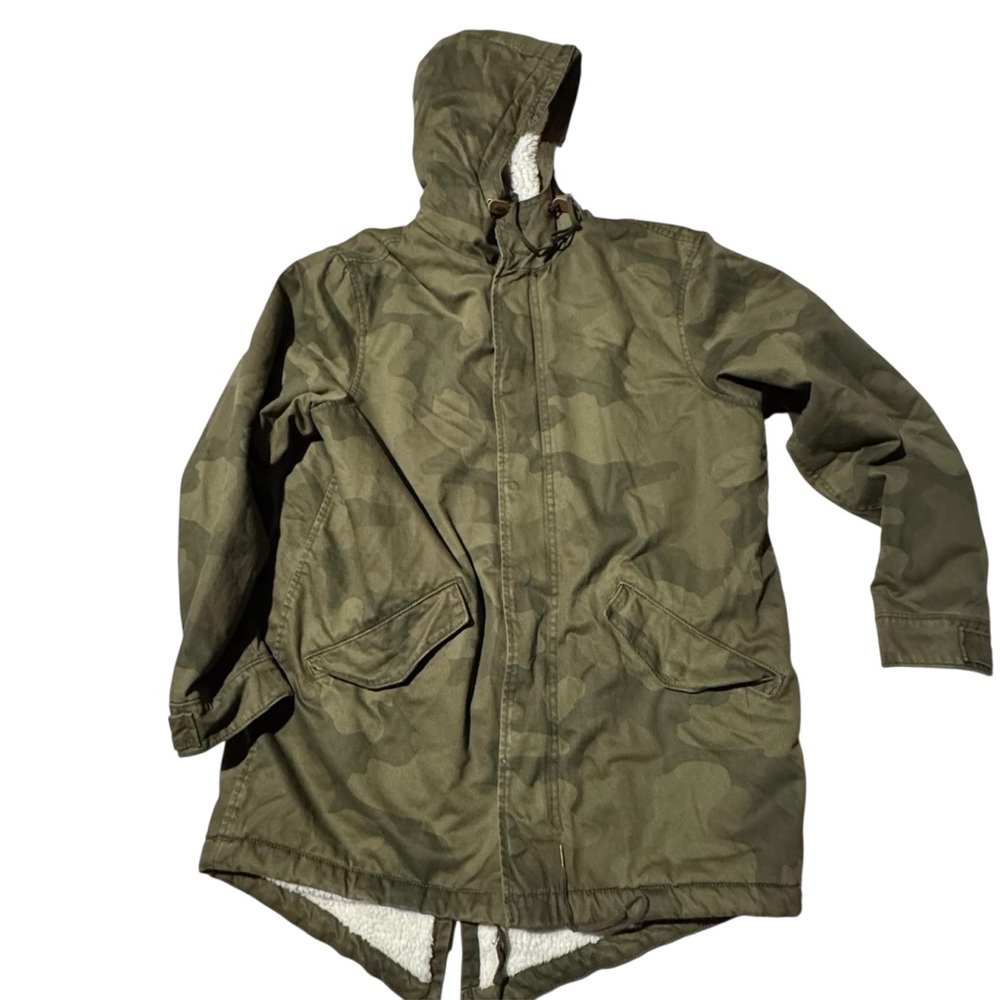 Old Navy Olive Camouflage Hooded Coat